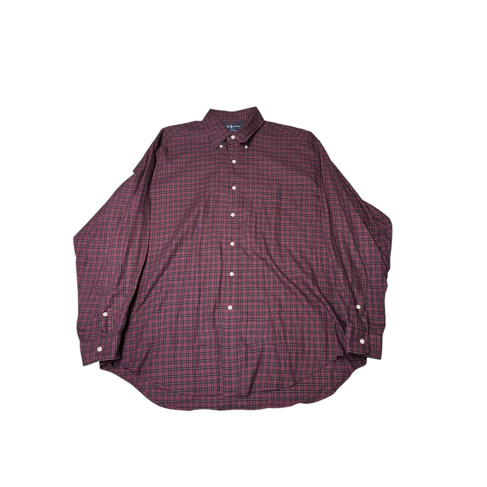 Ralph Lauren Big Shirt Plaid Button Down Long Sleeve Cotton Men's L‎